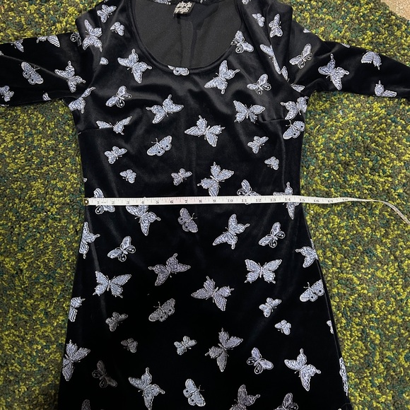 Vintage 90s Velvet Butterfly Print Dress by Melinda Women’s Size M - Picture 7 of 13